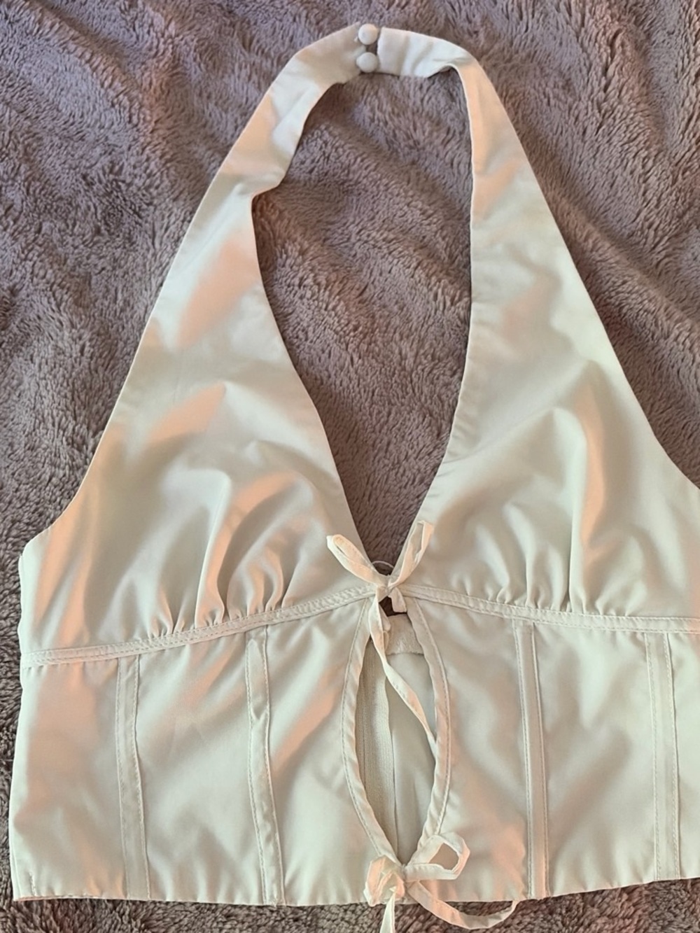 Tiger Mist Cream Halter Crop Top